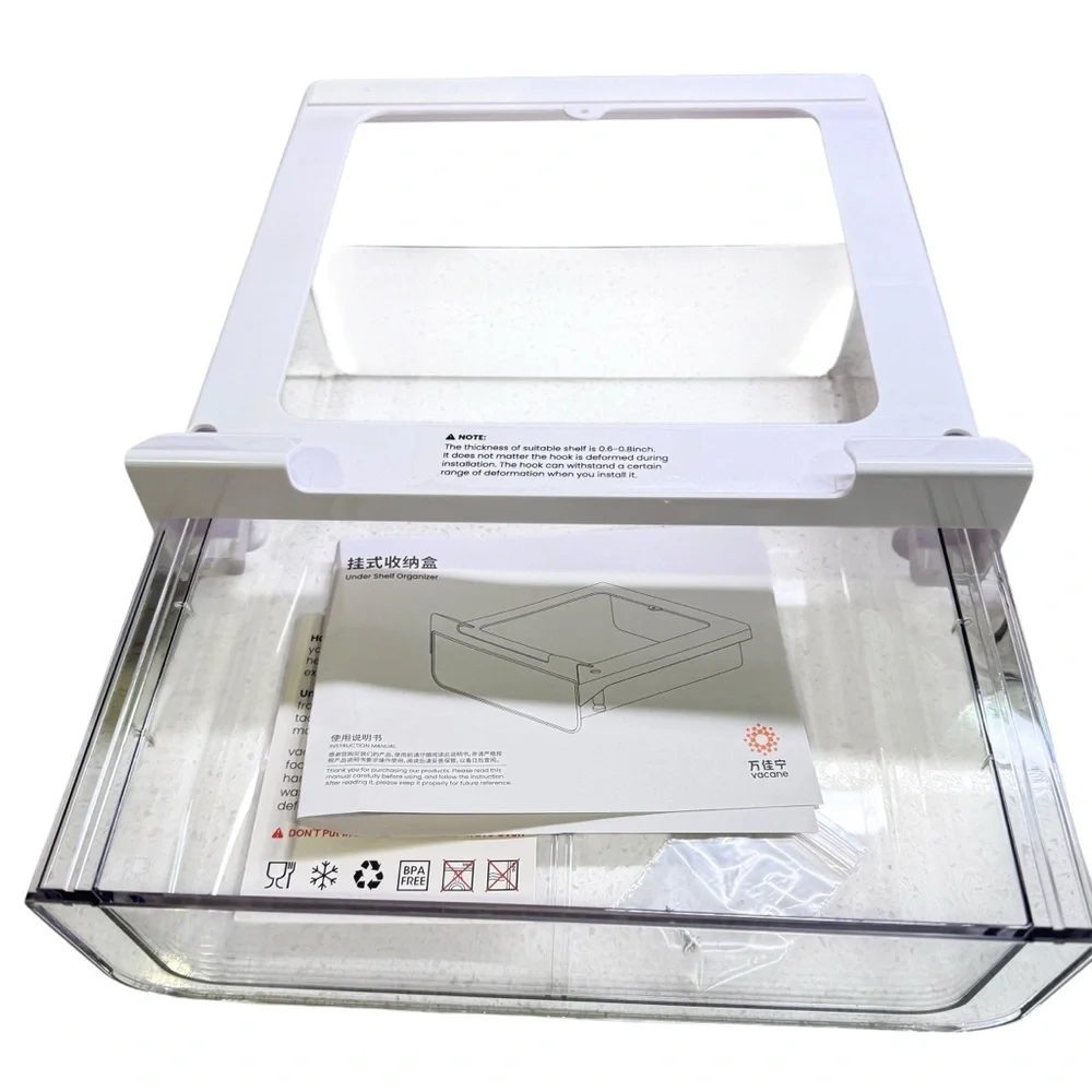 Set of 2 “Under Shelf” White and Clear Storage Drawer NEW